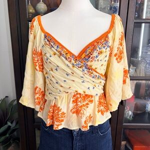 Free People, BOHO Floral Wrap Top, size medium